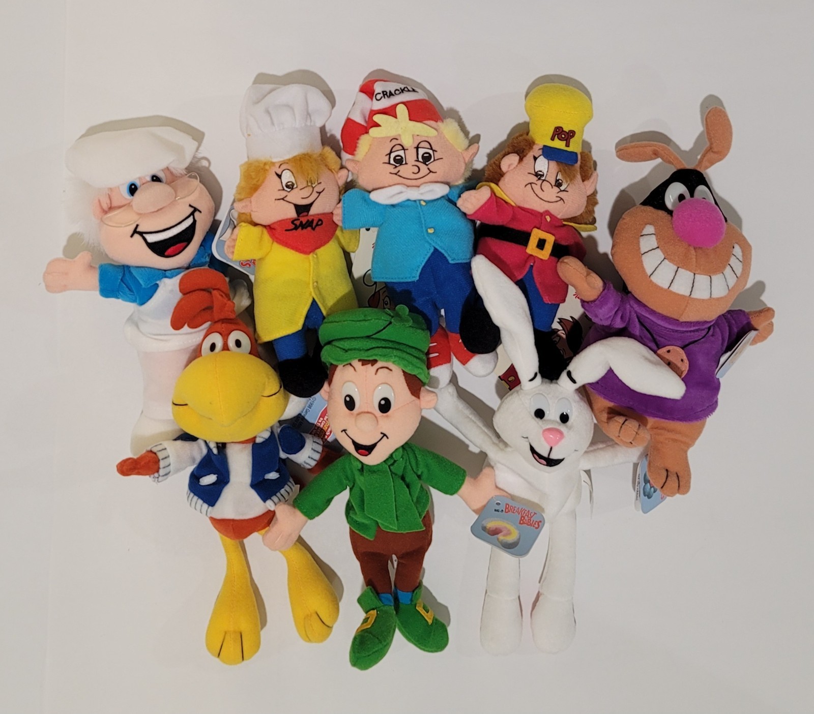 Vintage 1990's BREAKFAST CEREAL MASCOT Bean Bag LOT - Kellogg's & General Mills