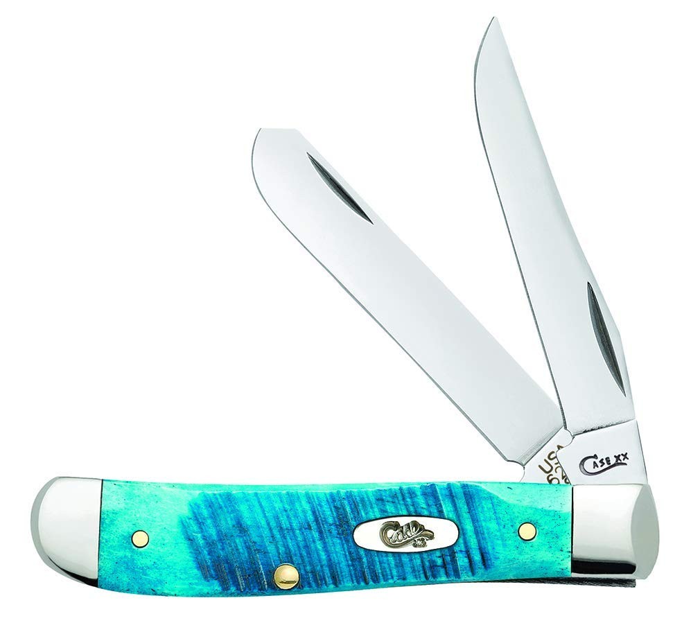 Case XX WR Pocket Knife Mini Trapper Caribbean Blue Jig Bone