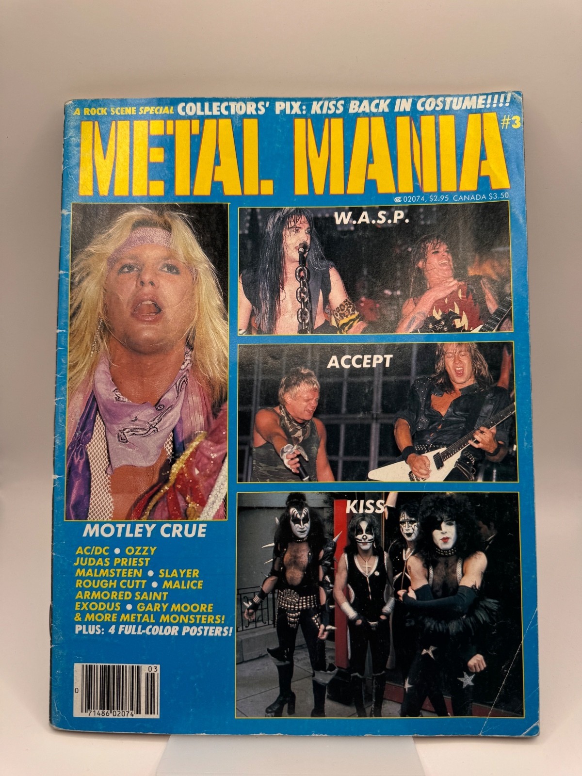 Metal Mania #3 Feb 1986 Motley Crue KISS WASP Accept Ozzy Slayer Vintage Metal
