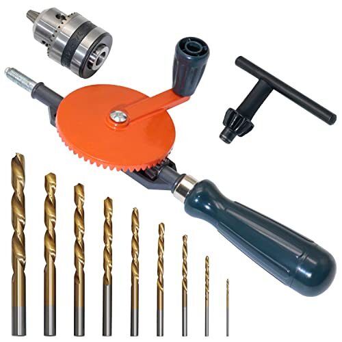 Powerful Speedy Hand Drill 3/8 Inch Manual Drill with 9Pcs Drill Bit...