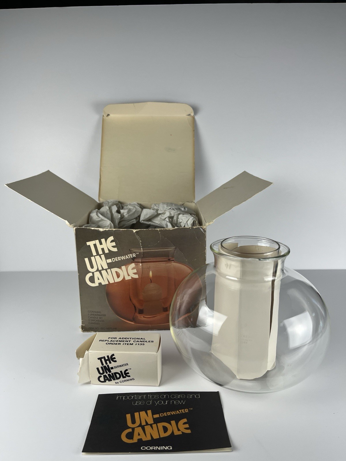 Vintage 1970s Corning Pyrex The Un-Candle Underwater Candle Holder Neptune 150