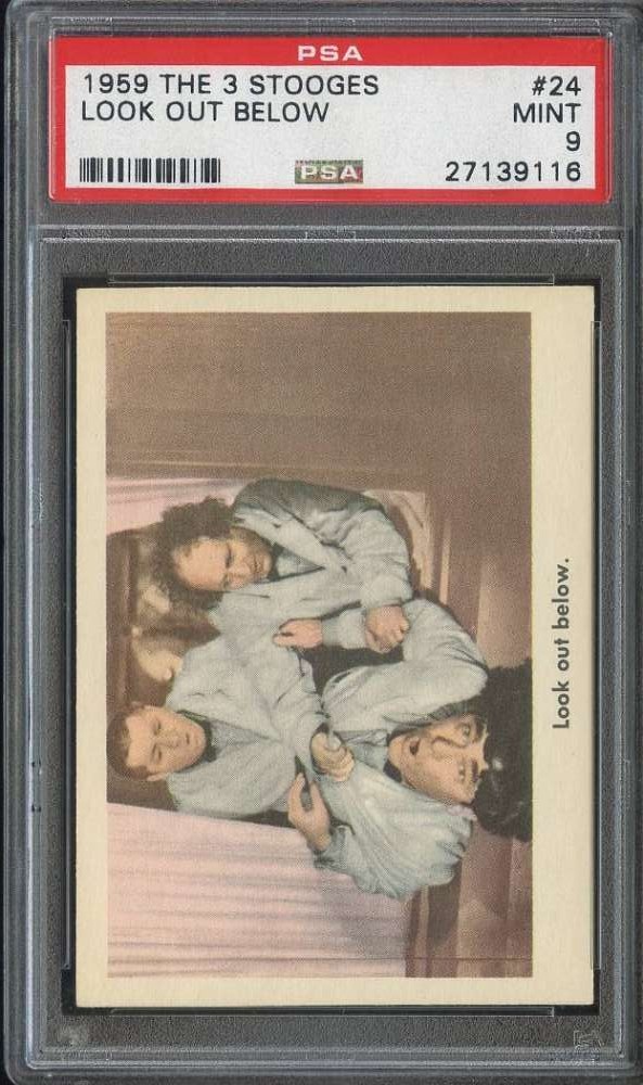 1959 FLEER THE 3 STOOGES #24 LOOK OUT BELOW PSA 9 *DS15258