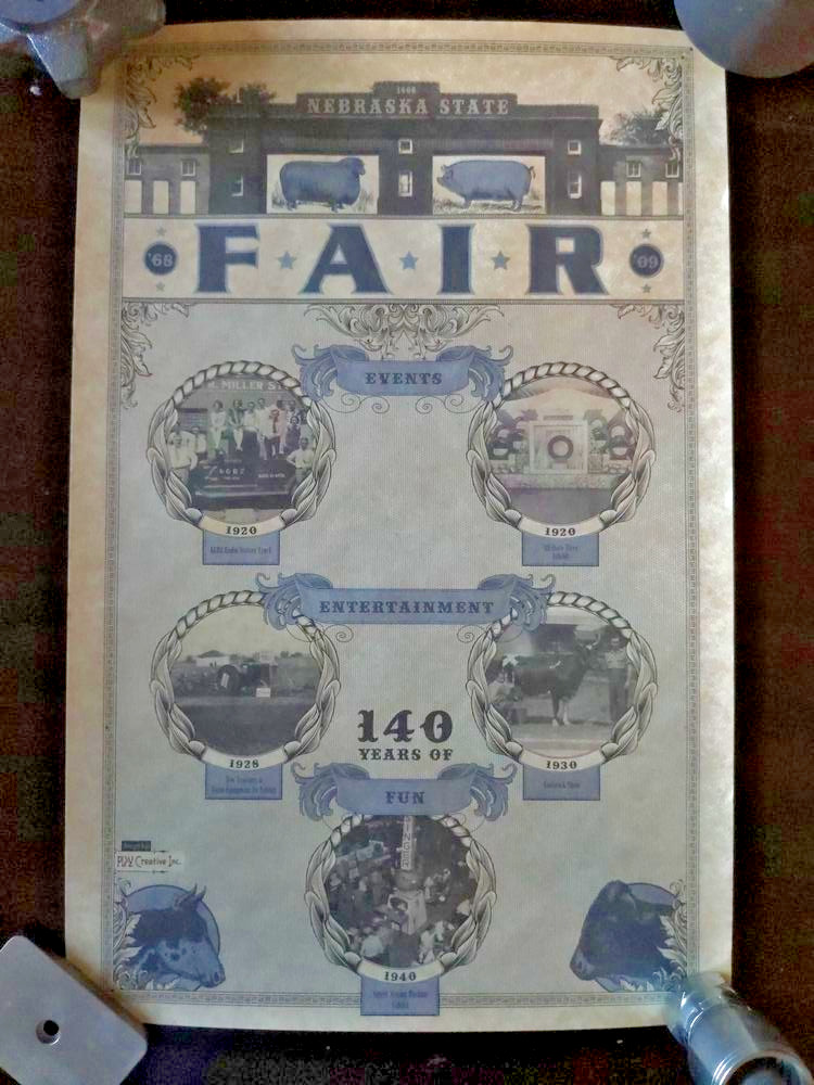 2009 Nebraska State Fair 140 Years Of Fun Commemorative Poster Lincoln NE 1868