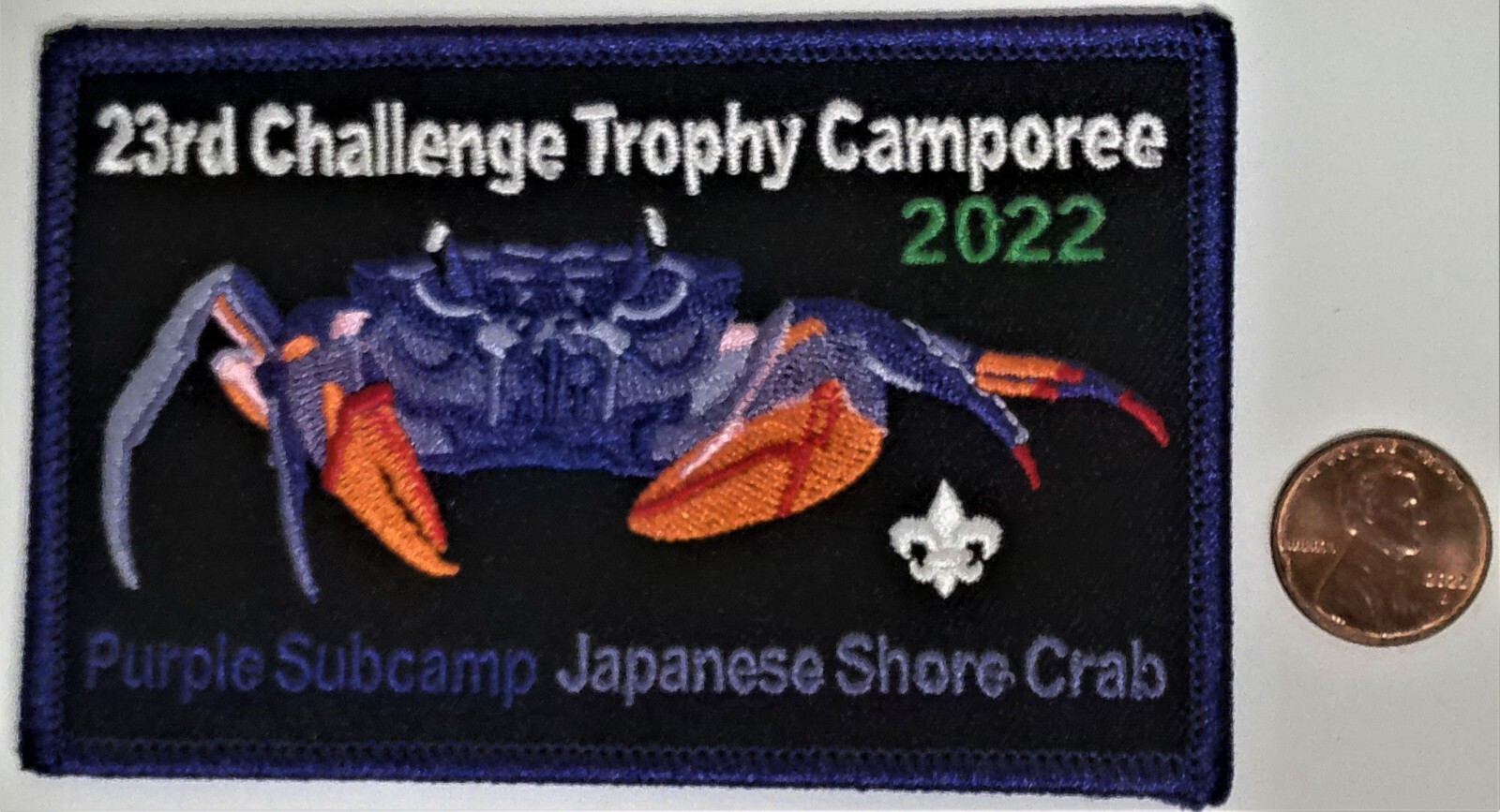 BSA 23RD CHALLENGE TROPHY CAMPOREE OA 2022 PURPLE SUBCAMP PATCH SHORE CRAB MINT