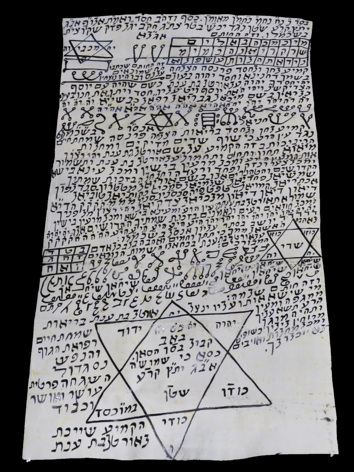 Huge size Amulet Kabalistic For Protection And Success, Manuscript On Parchment.