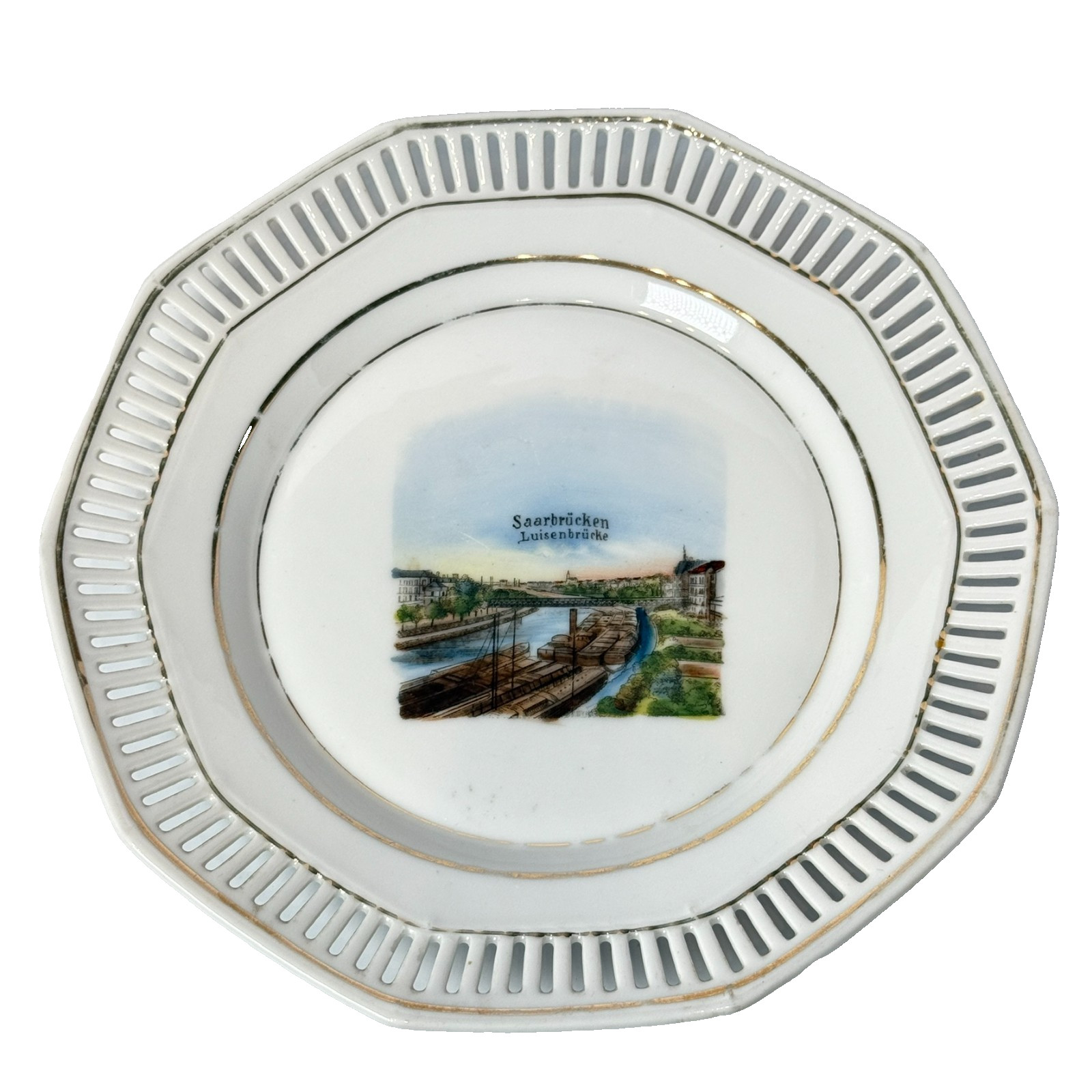 Saarbrücken Luisenbrücke GERMANY Souvenir China TRINKET DISH PLATE