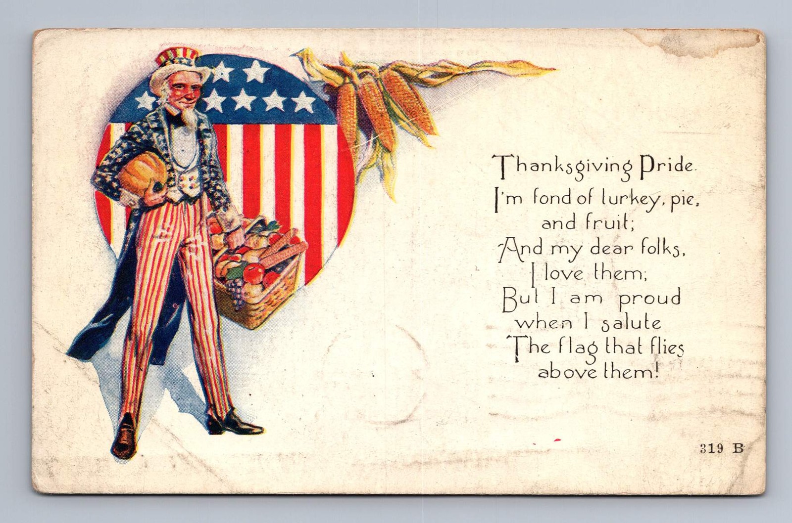 Newtown Pennsylvania LANSDOWNE Thanksgiving Patriotic Uncle Sam 1919