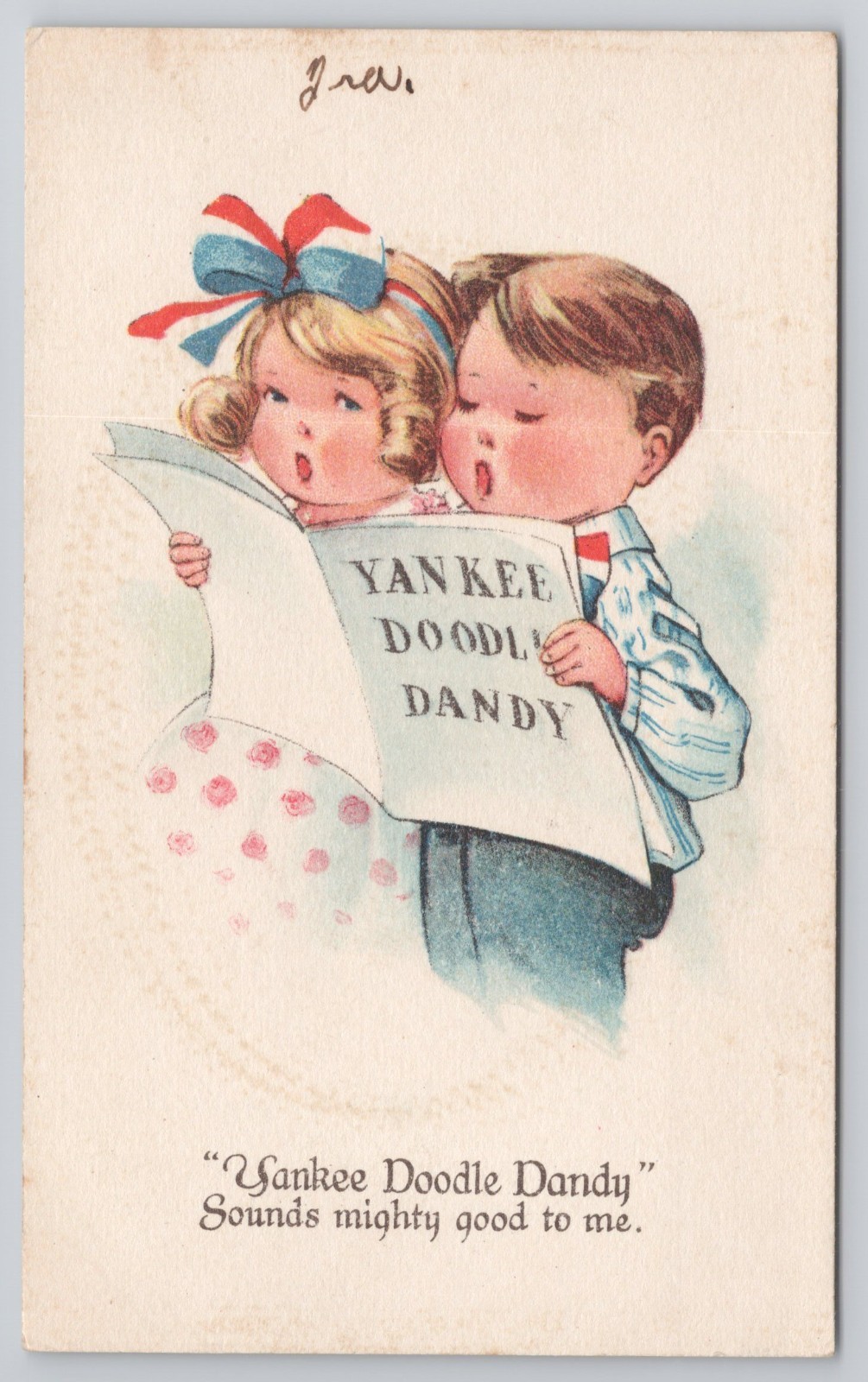 1910s Antique Patriotic Kids Postcard \