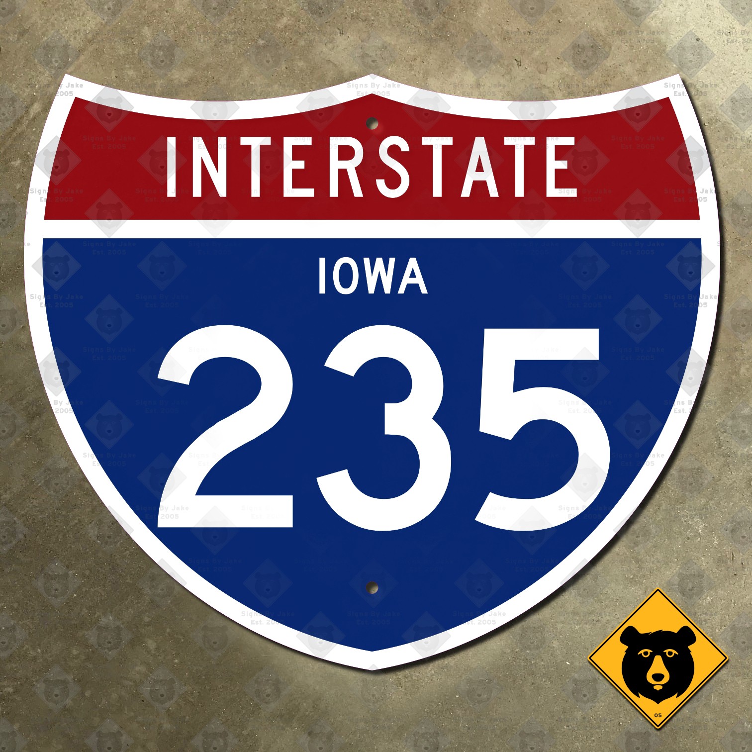 Iowa Interstate 235 highway route marker sign 1961 Des Moines 21x18