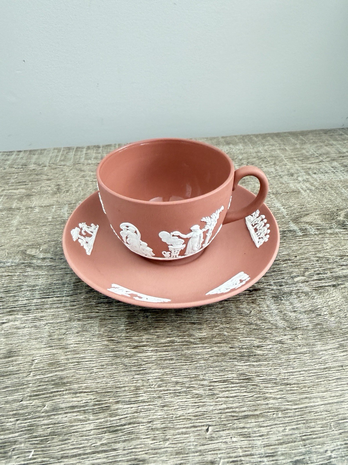 Vintage Wedgwood Jasperware Terracotta Cup and Saucer Set - England