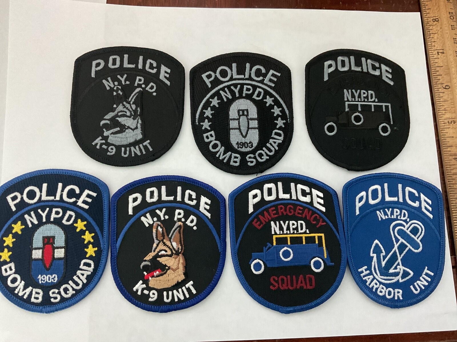NYPD Police Special Unit collectable patch set Seven full size All New Low Price