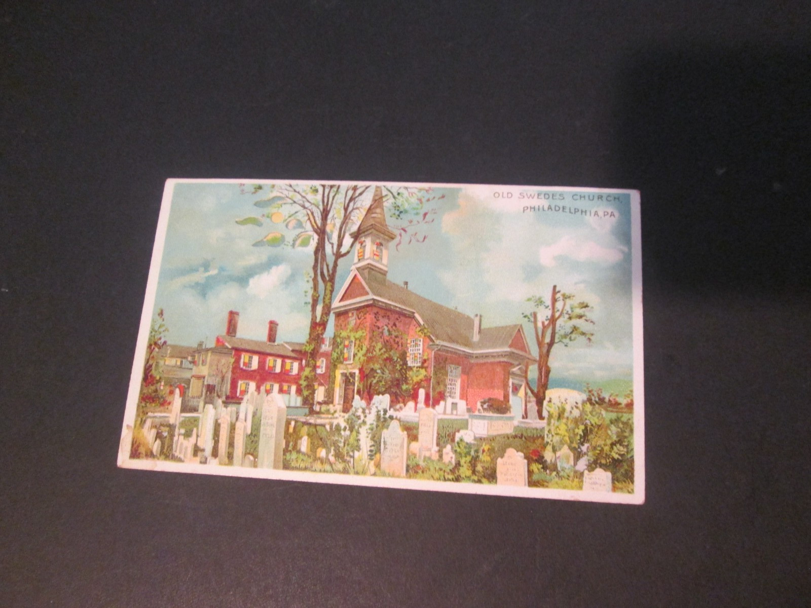 postcard Hold to light Phila Swedes church