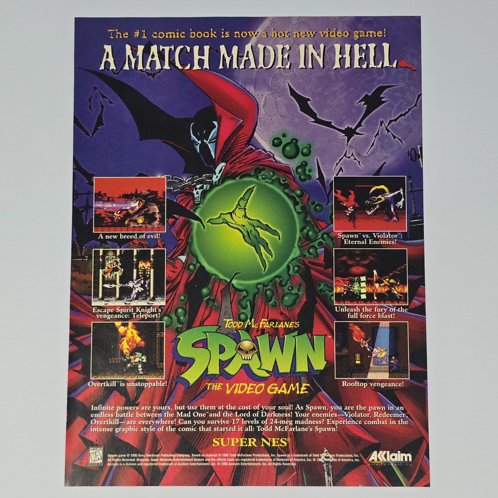Spawn The Video Game Super Nintendo SNES Made in Hell Print Ad/Poster Promo Art