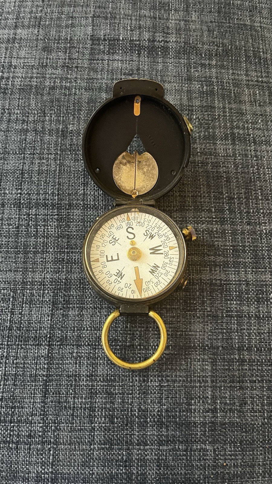 WWI U.S. Engineer Corps Brass Compass Cruchon & Emons Berne No. 28053 Antique