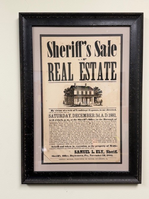 Antique 19th Century Poster - Sheriff's Sale of Real Estate in Bucks County, PA
