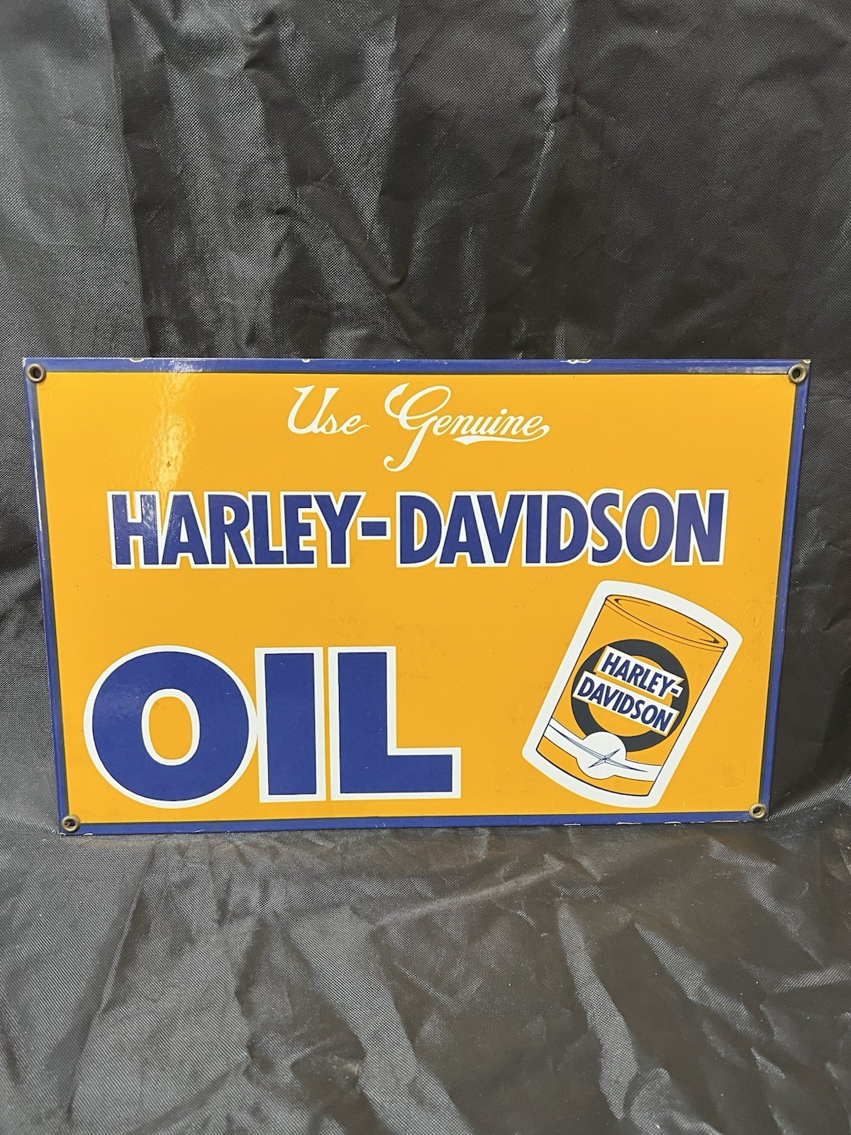 Harley-Davidson Oil Porcelain Sign 9”x14” Use Genuine Vintage Gas Garage