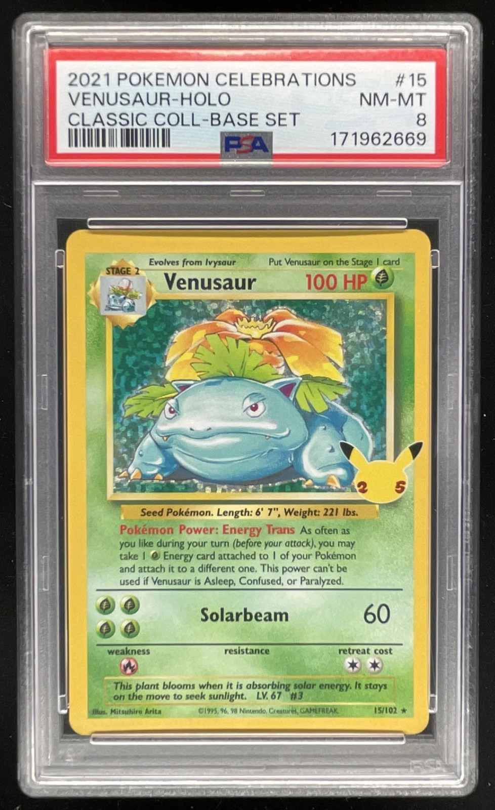 2021 Pokemon Sword & Shield Celebrations Classic Collection #15 Venusaur PSA 8