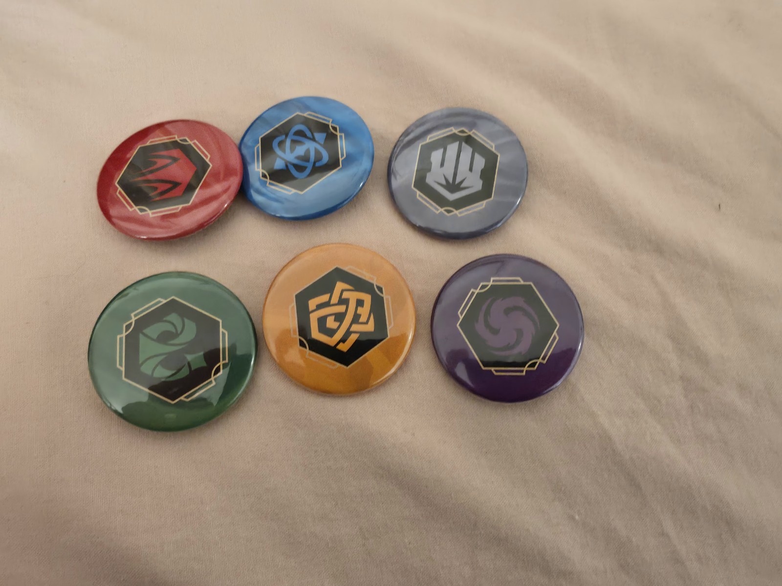 SET of 6 Disney Lorcana  INK DLC Button Pins - ALL 6 COLORS