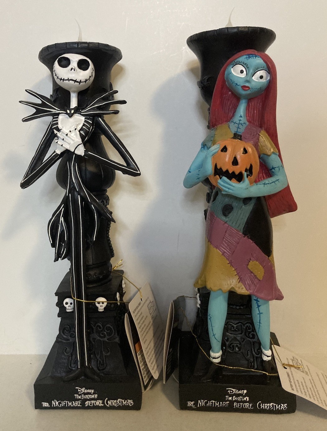 NWT Nightmare Before Christmas 11” Jack Sally Flickering LED Candle Holders Set