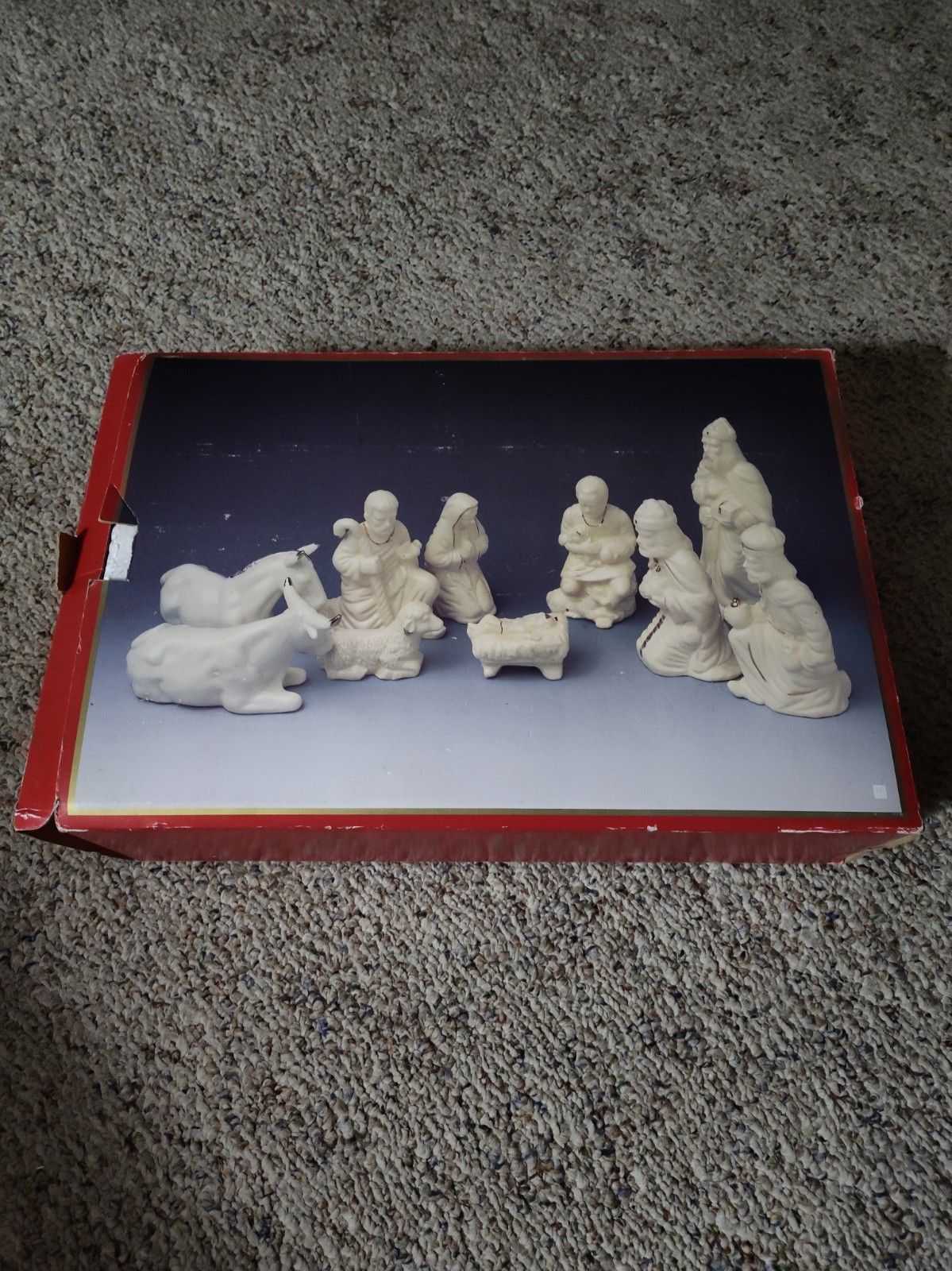 VTG Nativity Set Bisque 10 Piece Style A21631 Centurion Collection Complete