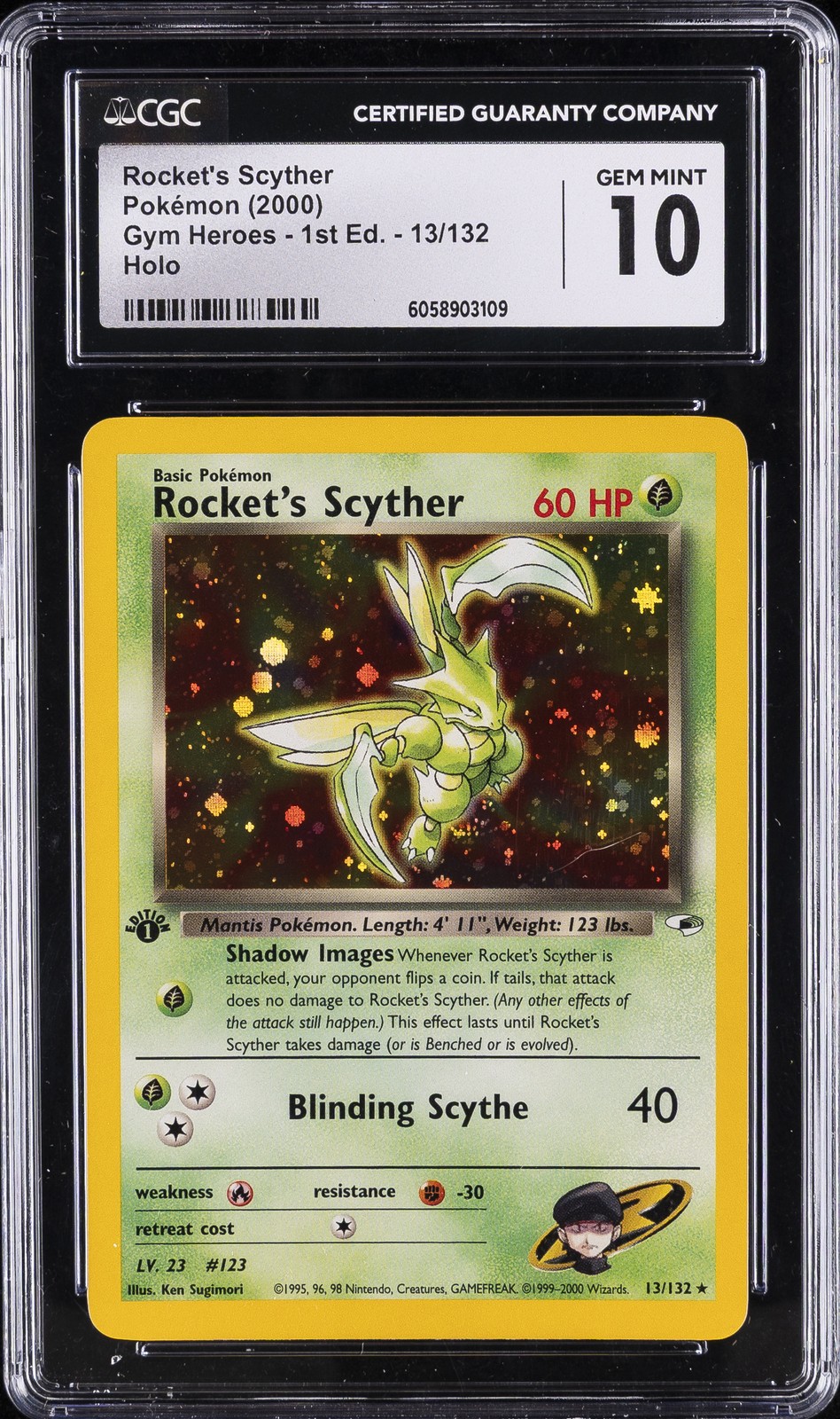 2000 GYM HEROES 1ST EDITION #13 ROCKET\'S SCYTHER CGC 10