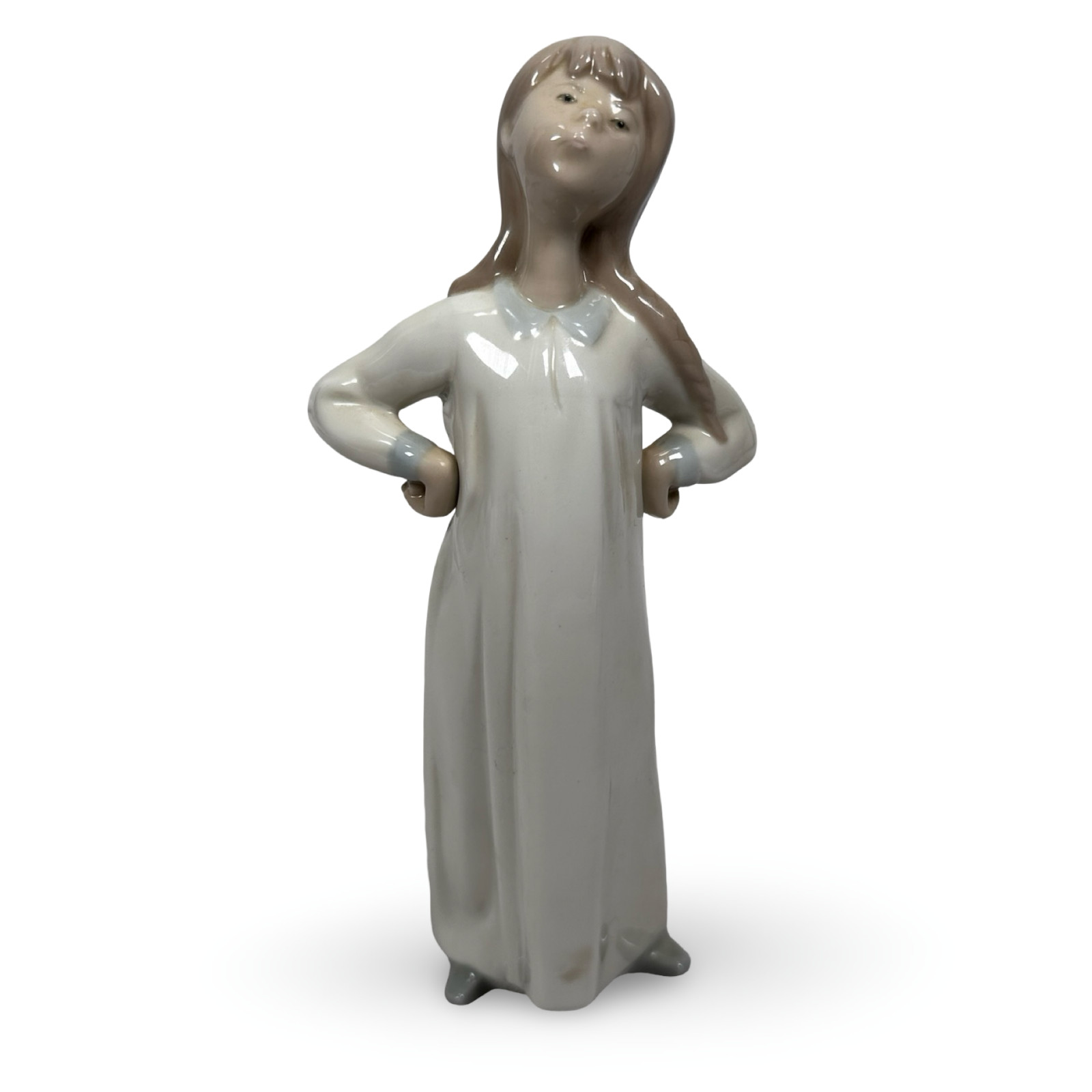 Vintage Lladro Girl Stretching In Nightgown Figurine 8\