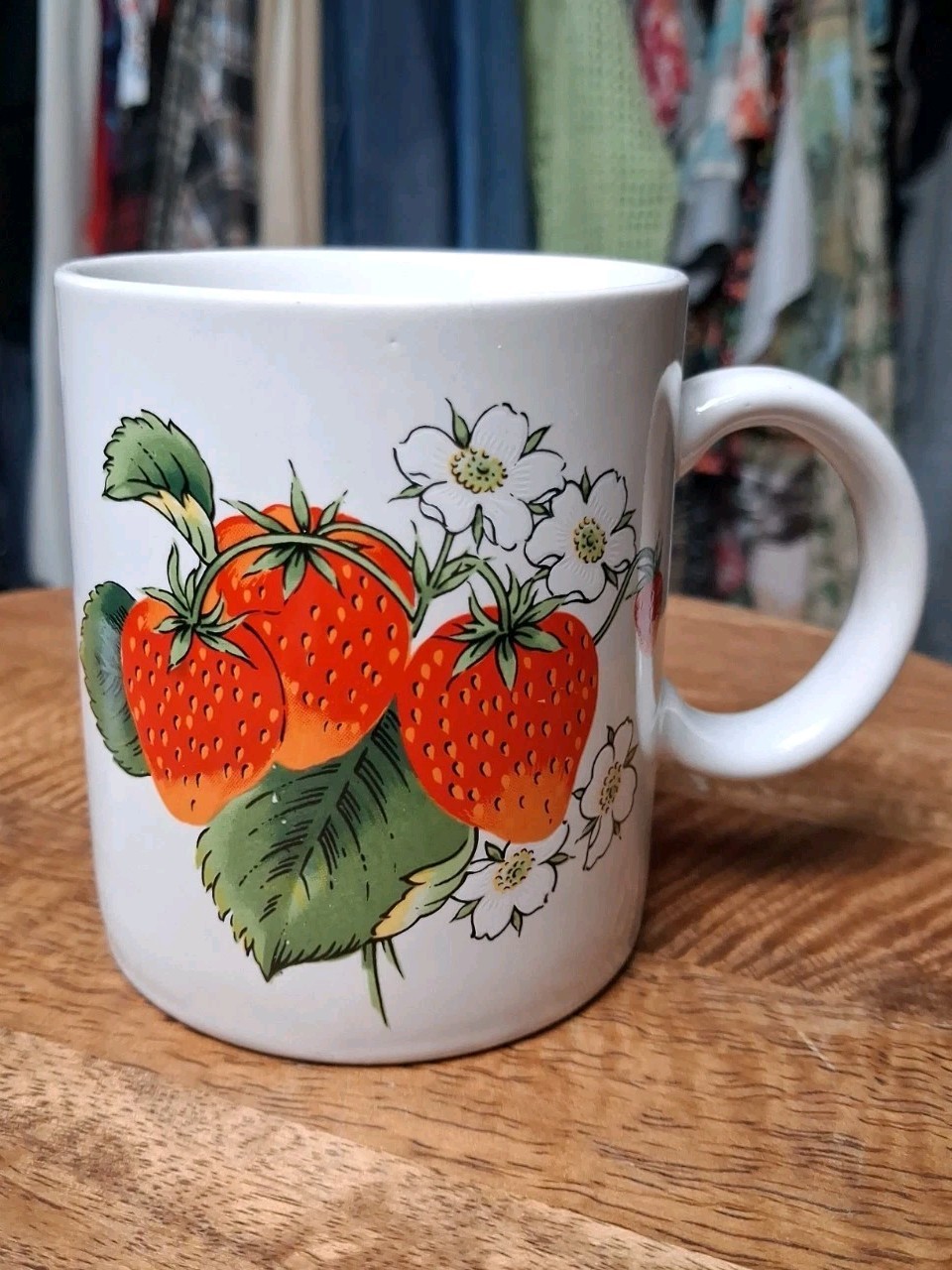 Vintage 80s Strawberry Coffee Mug Cup Japan Cottagecore Fruit Kitchen  