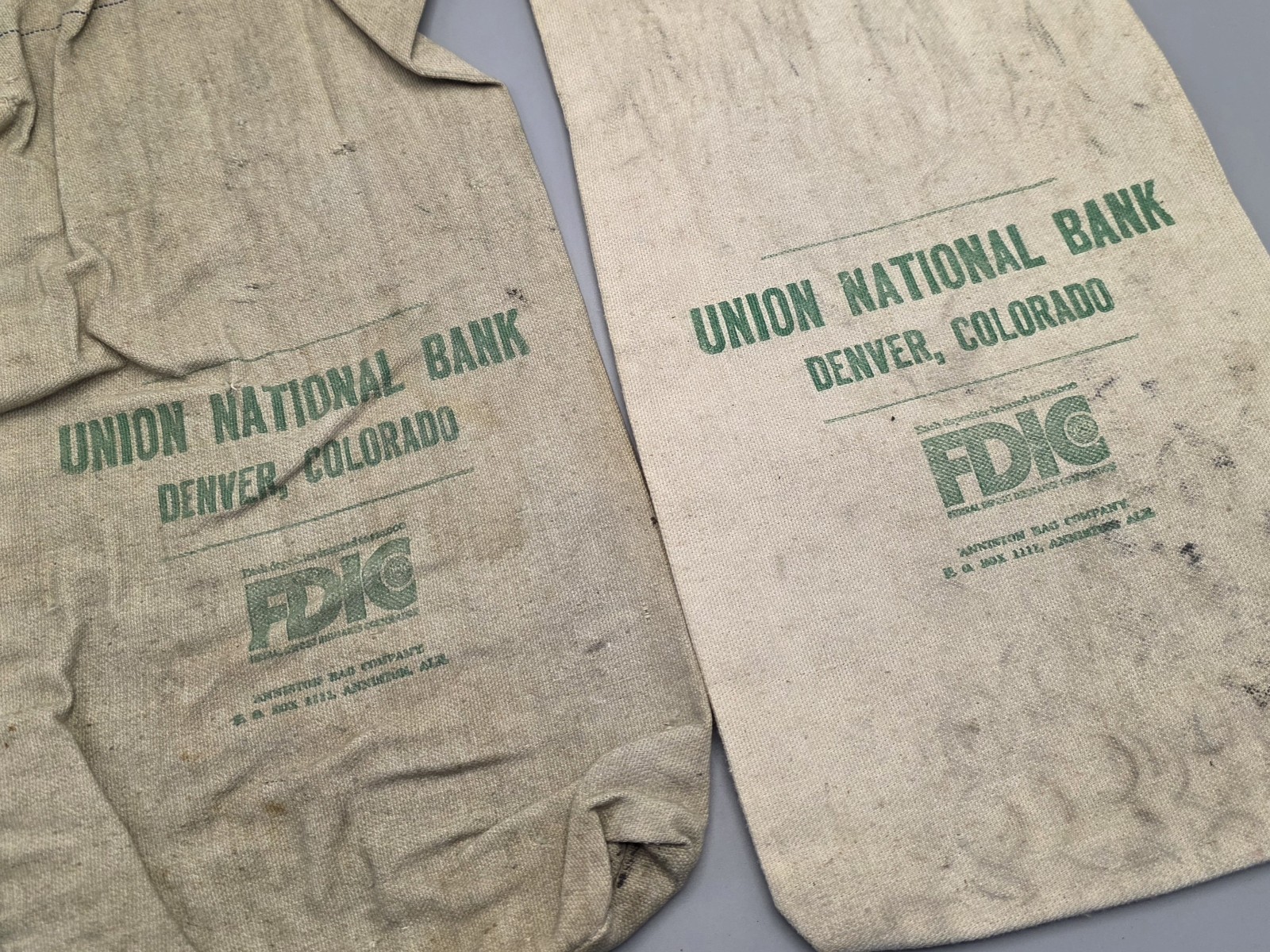 Lot of #2 Vintage Union National  Bank. Denver, Colorado Green