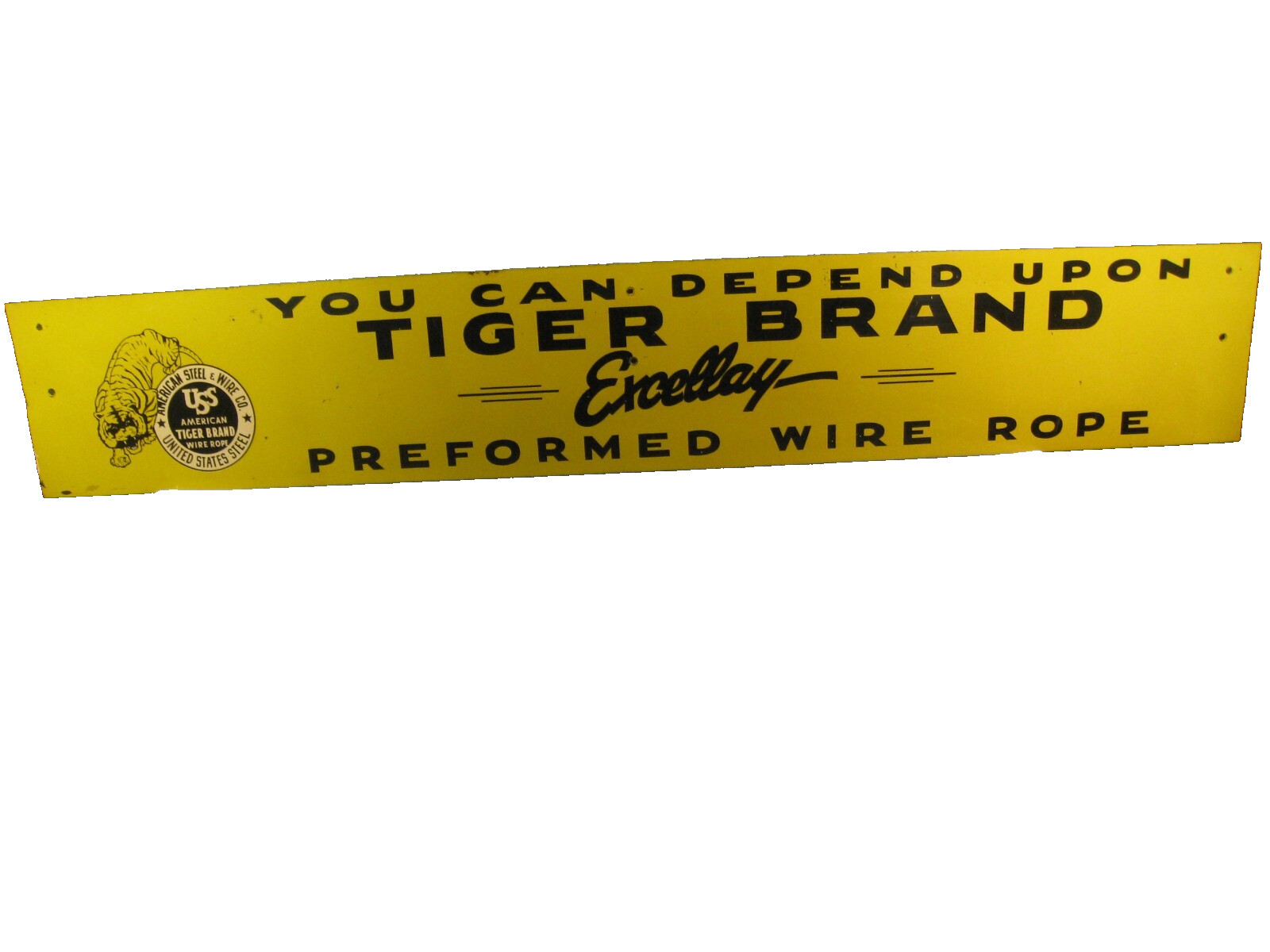 Vintage 1950's steel USS. American Steel & Wire Co. Tiger Brand Rope Sign 40