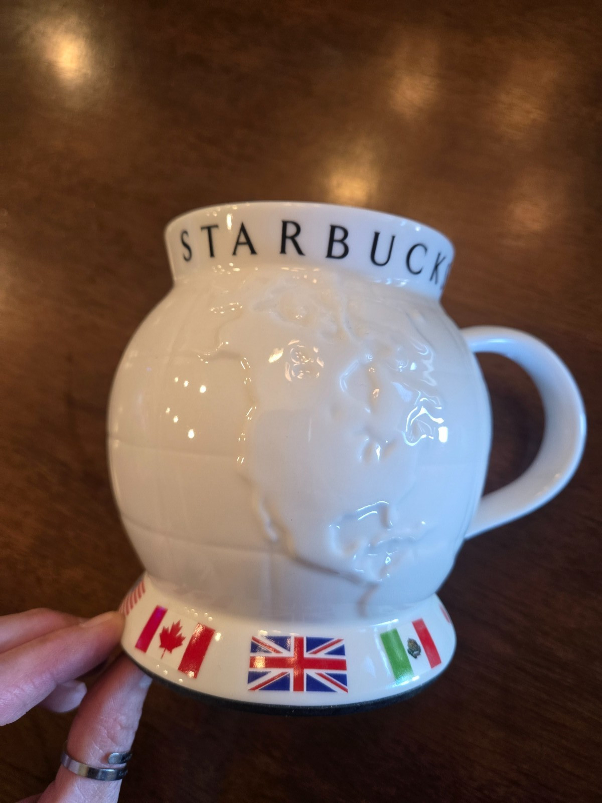 Vintage STARBUCKS World Globe Ceramic Travel Mug Coffee Cup - 24oz 2002