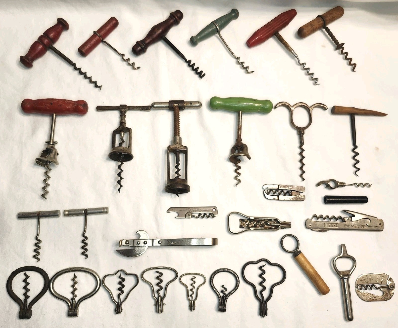 Lot of 30 Antique Corkscrews Various Unique Wooden Handled Bottle Openers Bow