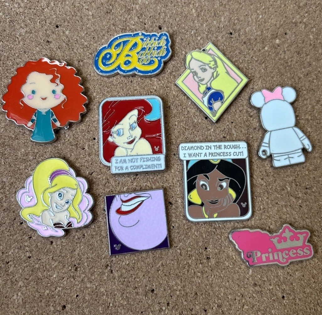 Disney Trading pins lot set 9 Girl Character Princess Ariel Merida Alice Jasmine