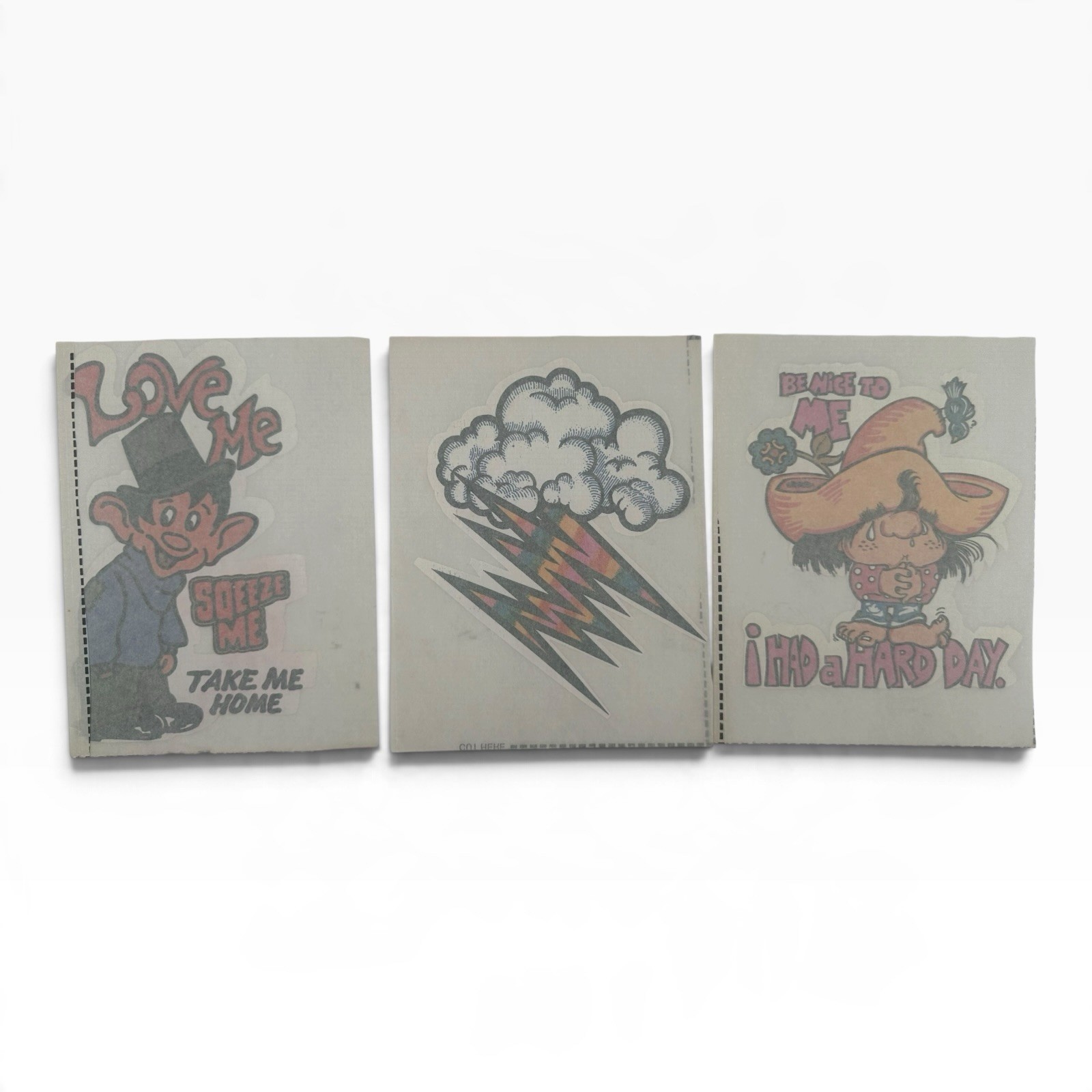 Lot 3 Vintage 1970s Roach Iron On Transfers | Love Me | Hard Day | Lightning