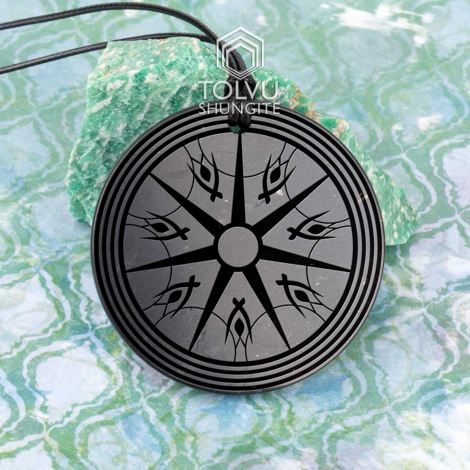 Shungite Healing pendant amulet, Real shungite Activator of vital energy, Tolvu