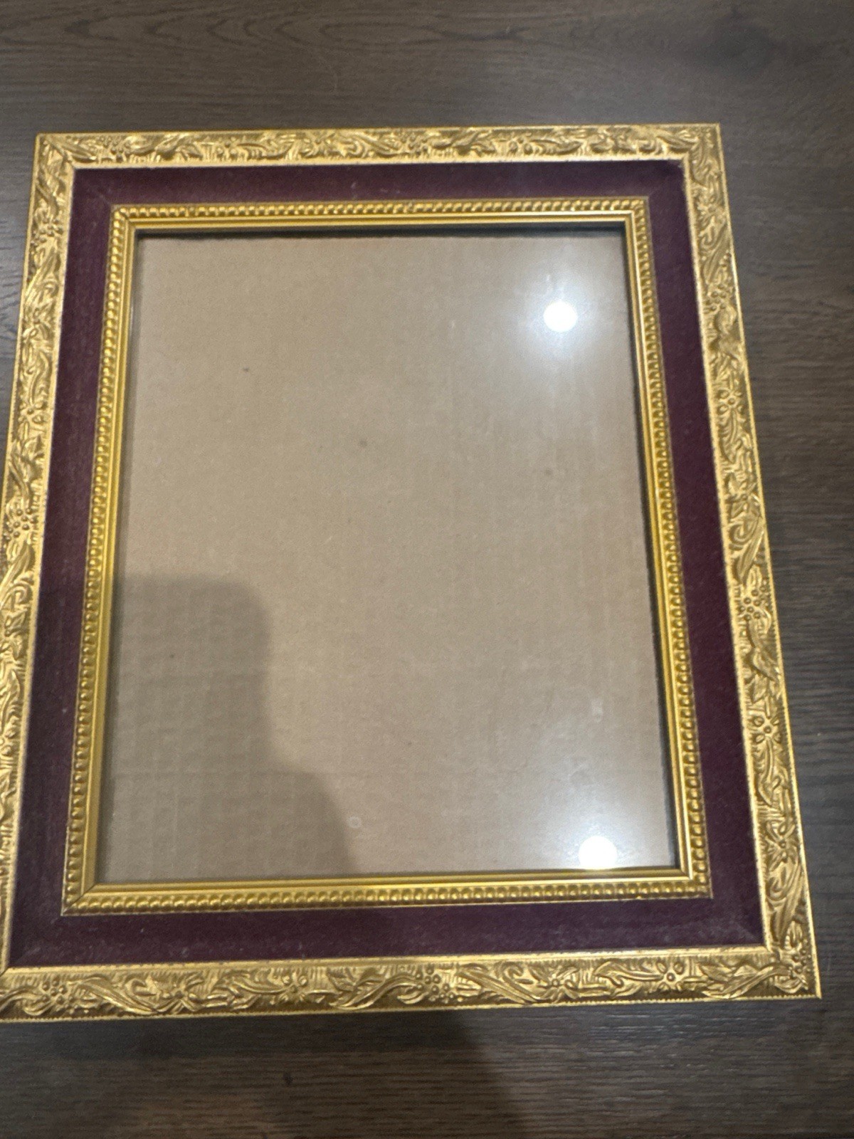  Vintage Ornate Gold Gilt Picture Frame with Burgundy Velvet Inset Matte Matte