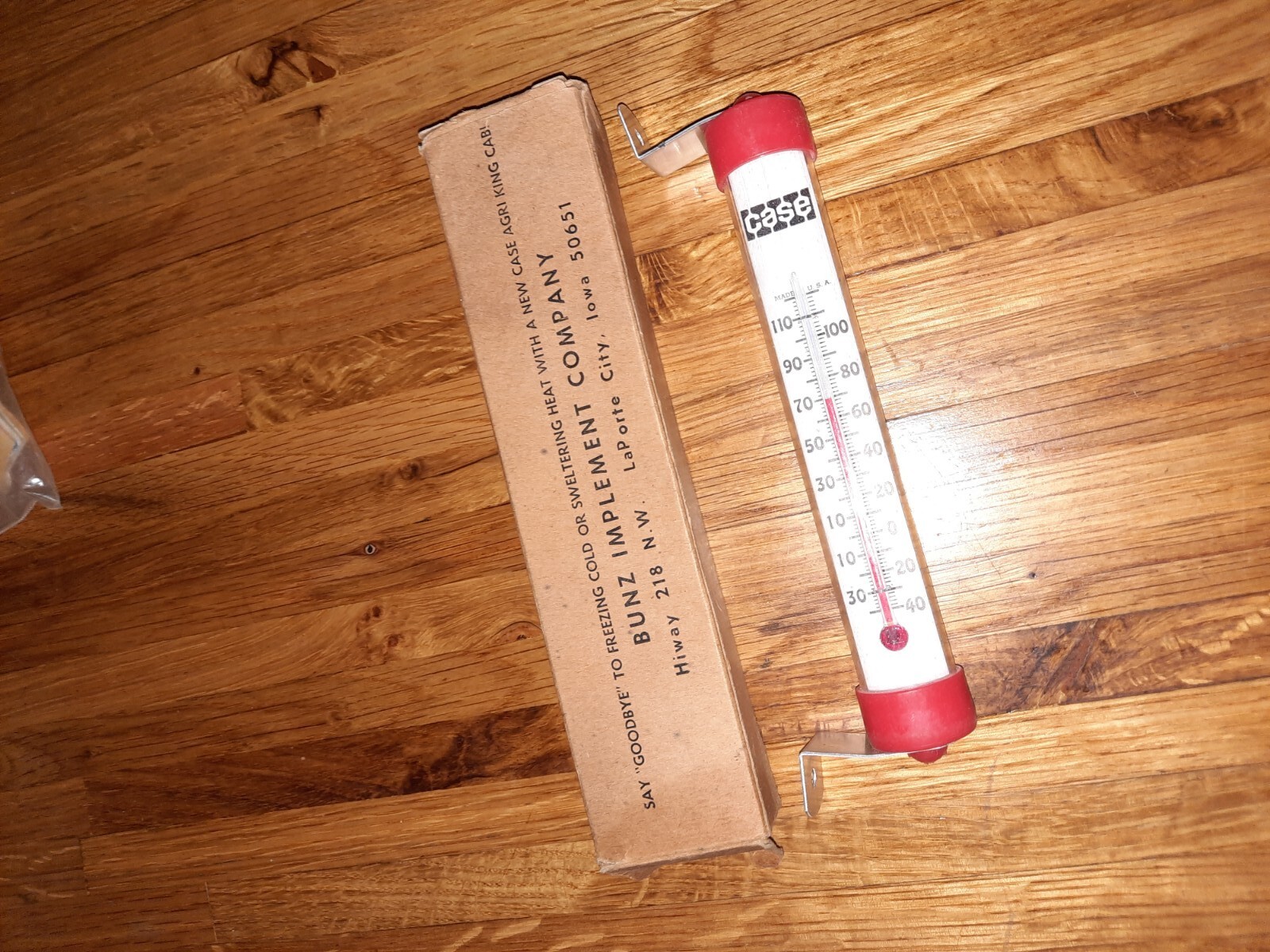 NOS Vintage IH Case Tractor Thermometer Bunz Implement Laporte City Iowa
