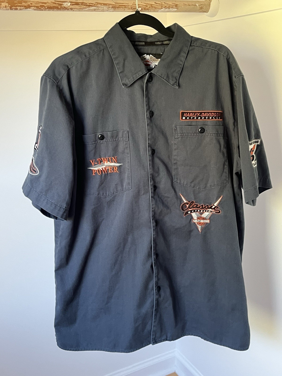 VTG Harley Davidson Mechanic Shirt V-Twin Power Garage Men’s Sz