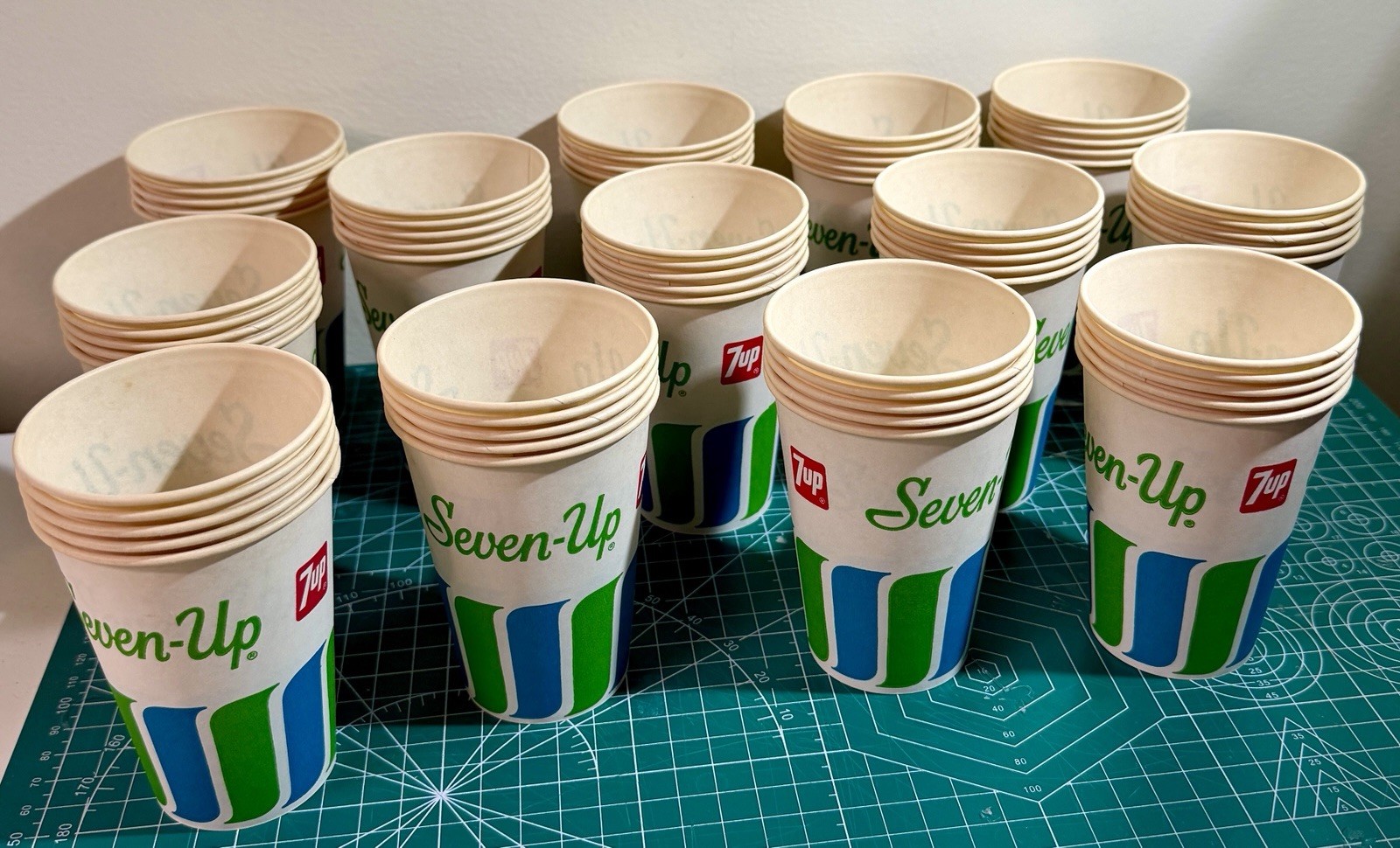 Vintage 1960's Early Uncola 7-Up Wax Paper Dixie Cups - Sold in lots of 5