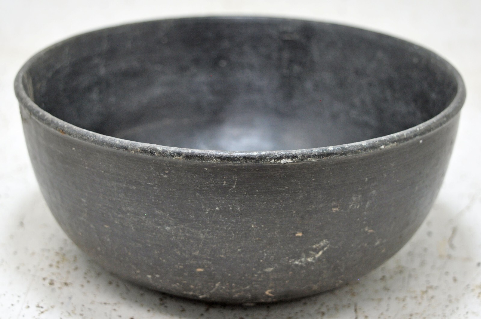 Antique Fine Large Black Stone Round Curry Bowl Original Old Fine Hand Carved