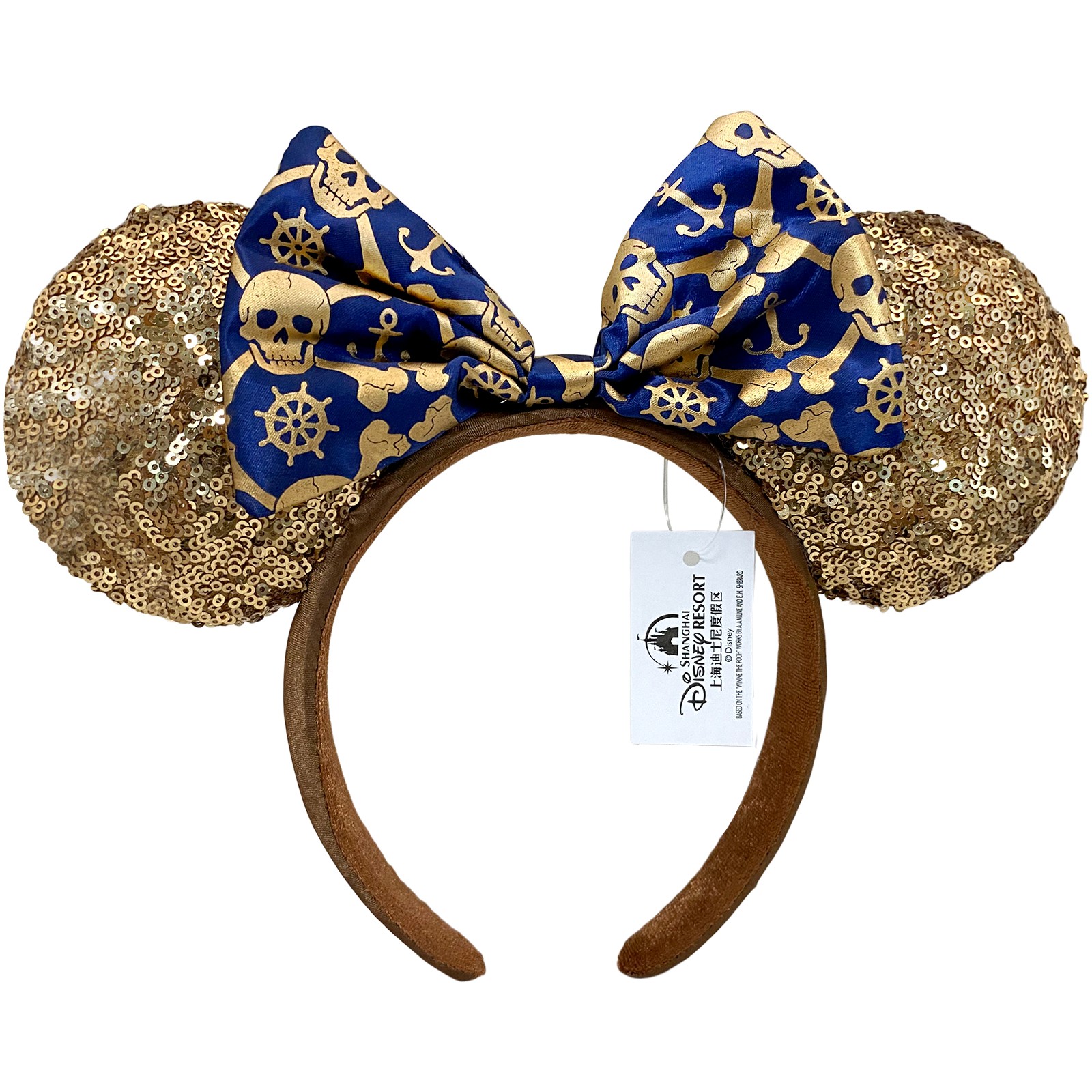 Disney Parks Pirates of The Caribbean Gold Sequined Minnie Ears Headband US POST
