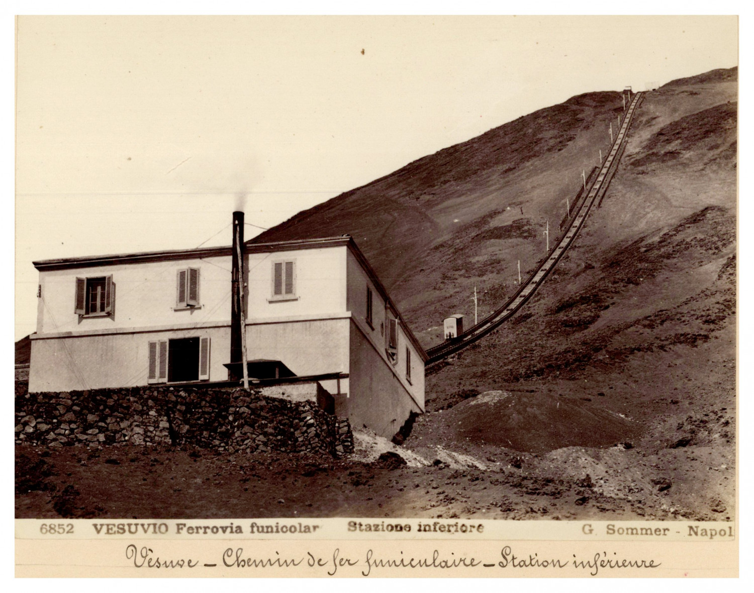 G. Sommer, Italy, Naples, Vesuvius Funicular, Lower Station, Wine Print