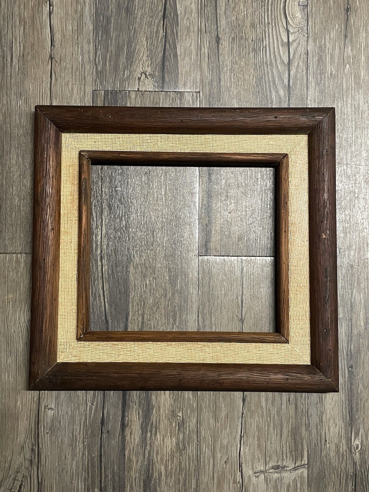Antique Dark Oak Square Wood Picture Frame Wormy Worm Hole Heavy Wood 10 X 11