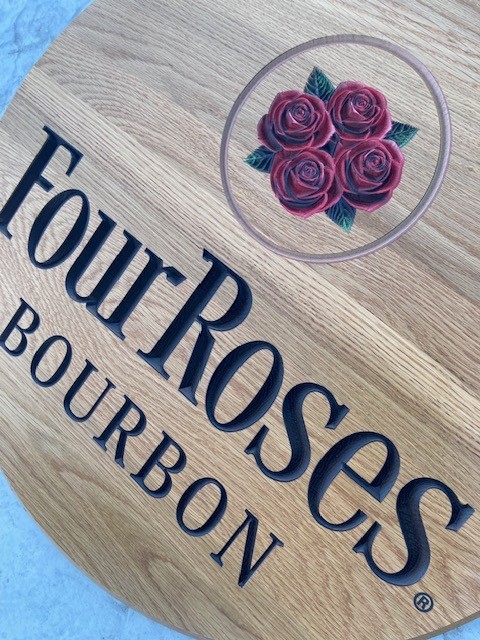 🔥 NEW RARE Four Roses Bourbon Wooden Barrel Style Sign Beer Bar Mancave