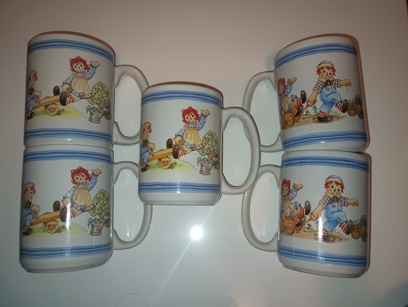 Five Vintage Raggedy Ann & Andy Cup