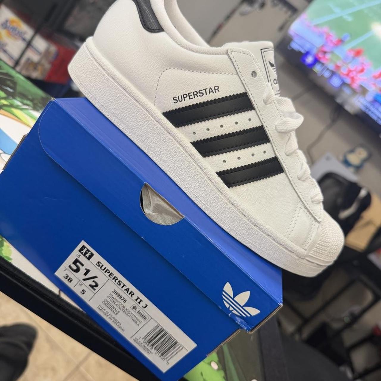Adidas Superstar II White Sneakers, Black Stripes, Size US 5.5 #Retro #Superstar