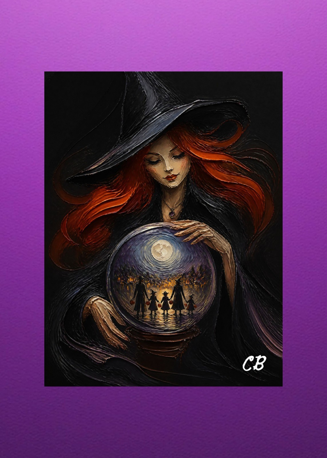 The Witch\'s Crystal Ball | ACEO Art Card | Halloween Hollow Series | Impasto