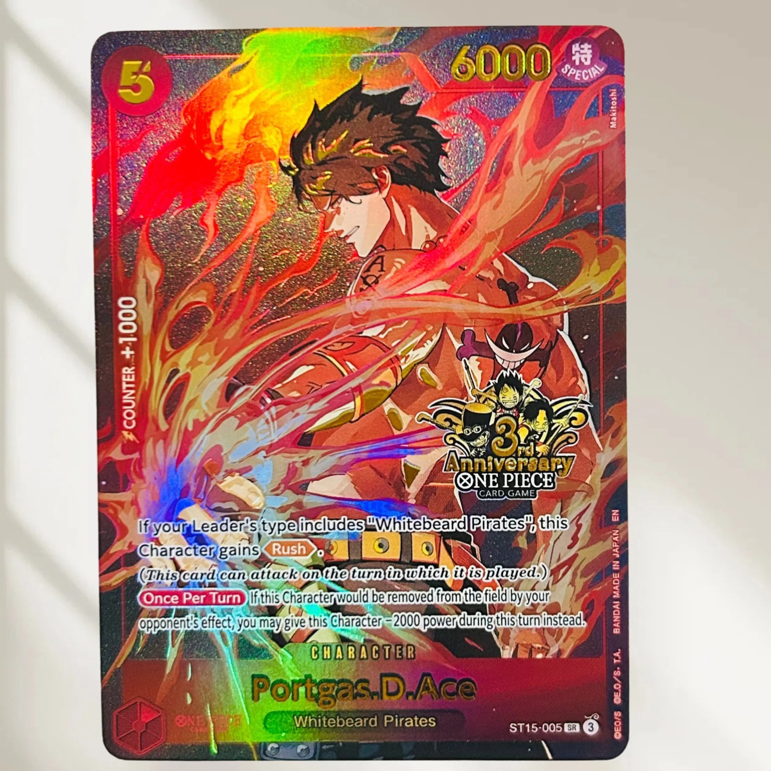 One Piece Ace ST15-005 Anniversary Holographic Collectible Card