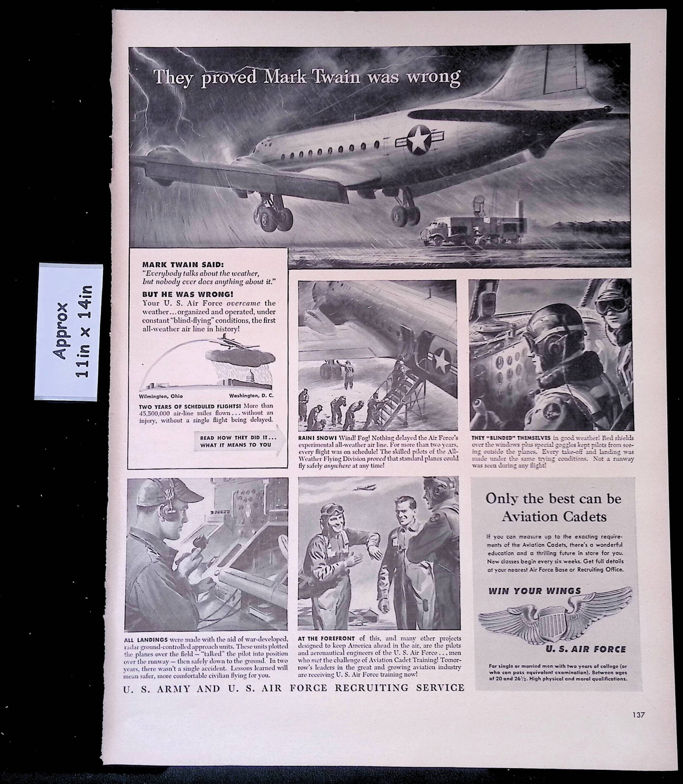 1949 U.S. Army & U.S. Air Force They Proved Mark Twain was Wrong Print Ad 45730