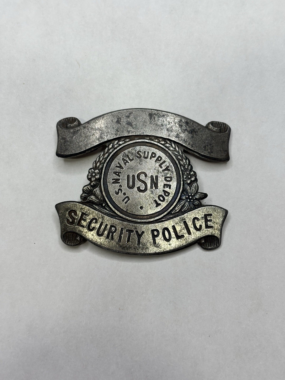 Vintage WWII US Navy Security Police Badge Obsolete USN Supply Depot Insignia