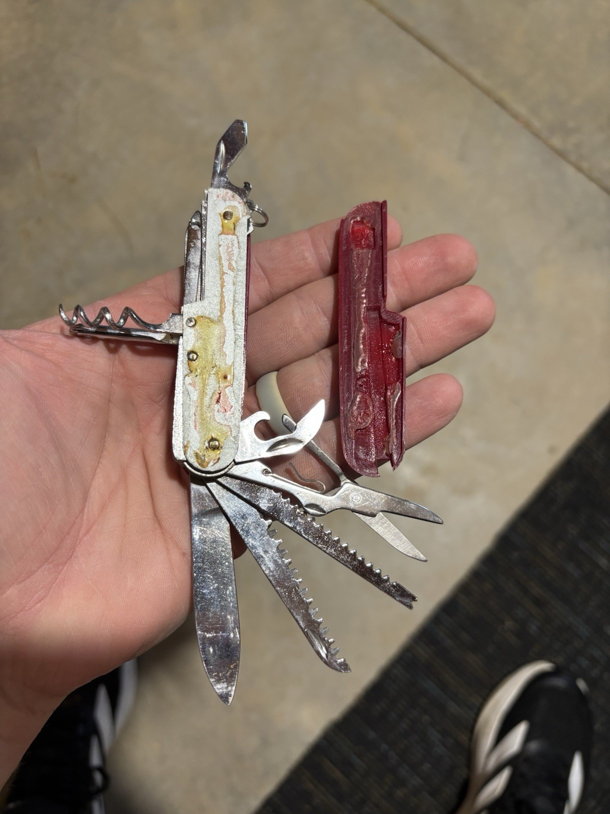 Used Swiss Army Style Multitool, 1990s China Made- Stainless Steel Blade
